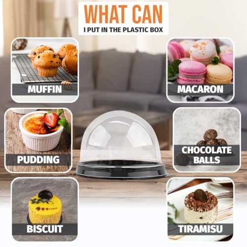 VIKROM Mini Cupcake Containers 50 Pack, Desk Pet Containers with Clear Lids