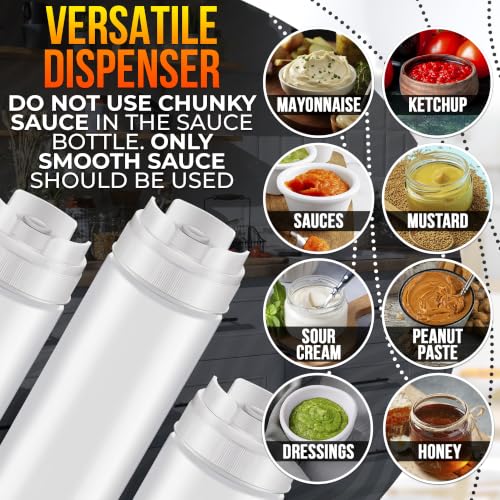 6-Pack Inverted Condiment Squeeze Bottles for Sauces 16 oz, Squirt Bottles