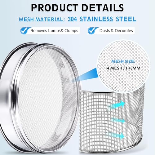 PATIKIL Lab Sieve 14 Mesh(1.43mm) 3.9"(10cm) Diameter Sifting Screen - size: 14 Mesh(1.43mm)/3.9"