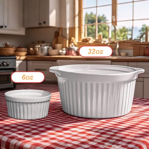 Cinf 6 oz Porcelain Ramekins Set of 4, Souffle & Dessert Cups - color: White, size: 6oz–Mini