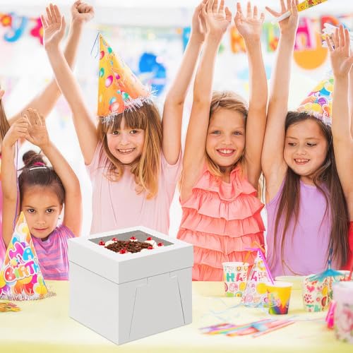 WINKIO 8 in Cake Box with Board, Cake Carrier Holder Container - size: 8×8×8 in, cake box and boards, 4pcs