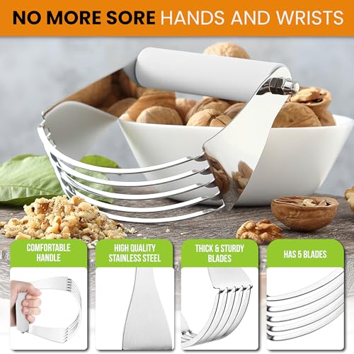 Spring Chef Large Dough Blender For Baking - Durable Pastry Blender - White - color: White, size: 4" Large