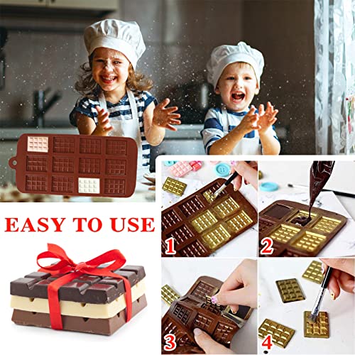 2 Pieces Silicone Break Apart Chocolate Moulds,Silicone Square Mold,Non-Stick Candy Chocolate Bar Mold,Reusable Candy Protein Silicone Chocolate Mold - color: 2 Pieces