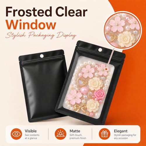 100Pcs Mylar Bags Resealable, Black Smell Proof Zip Bag 4.72x7.87" - color: Black, size: 4.72x7.87 Inch
