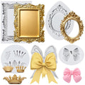 Photo Frame Cupcake Fondant Mold Crown Bow Silicone Mold Set of 5 - color: Style E