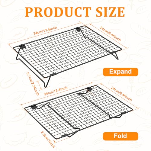4 Pack Cookie Cooling Racks for Baking Stackable 4-Tier 13.4 x 9.4 Inch Wire Rack, Heavy Duty Baking Rack for Cookies, Cakes, Roasting, Drying, Black, Gifts for Baking Must Haves - size: 13.4“ x 9.4”-4 Pack