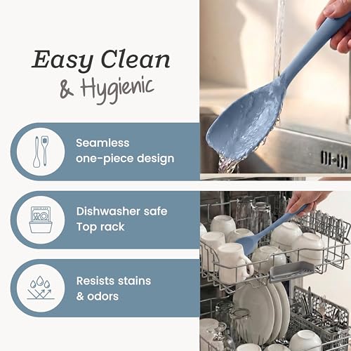 StarPack Silicone Spoonula The All-Rounder 11 Inch - LFGB Spoon Spatula, 600°F Heat Resistant, BPA-Free - One-Piece Seamless, Dishwasher Safe - for Nonstick Cookware, Light Blue - color: Light Blue, size: Standard 11"