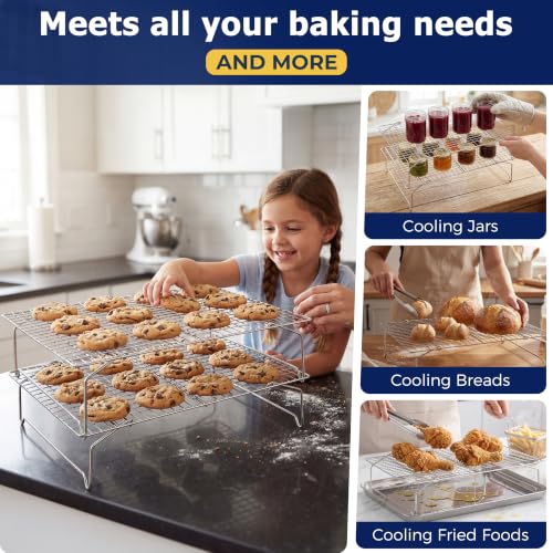 E-far Cooling Rack 15”x10”, 4-Tier Collapsible for Cooking and Baking