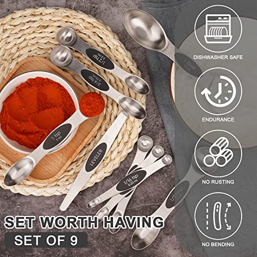 Aovchei 9 PCS Black Magnetic Measuring Spoons Set - size: 9pcs-black