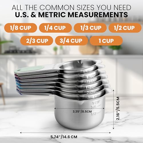 Spring Chef Magnetic Stainless Steel Measuring Cups Set of 7, Winter Frost - color: Winter Frost, size: Magnetic - Set of 7