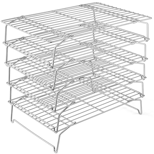 P&P CHEF 5-Tier Stainless Steel Cooling Rack, 16.5" x 11.4", Silver - color: Silver, size: 16.5" x 11.4"