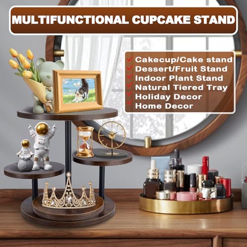 ZMCYNG Cupcake Stand, 4 Tier Round Wood Cupcake Tower Stand for 50 Cupcakes