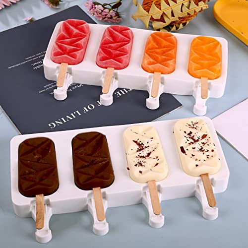 Sakolla 2 Pack 4 Cavities Diamond Shape Silicone Popsicle Molds - size: 2 Pcs Large Diamond - White