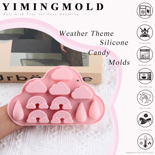 11 Cavity Rainbow Cloud Raindrop Silicone Candy Molds - color: Style D