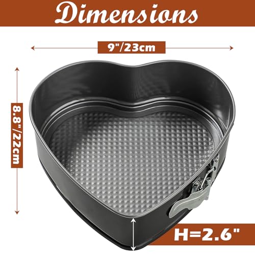 Webake 9in Heart Shaped Nonstick Springform Pan, Ideal for Cheesecakes, Quiches, Black - size: 9 in Heart