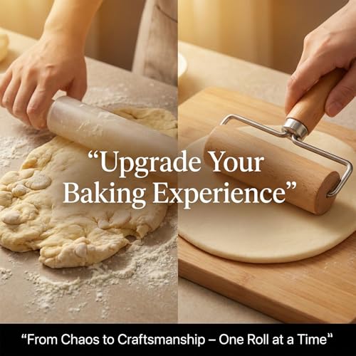 2 Pcs Wooden Dough Roller, Wooden Rolling Pin Set (2 Sizes)