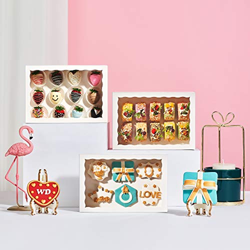 24PCS 10x7x2.5 inches Cookies Bakery Boxes with Window - Cakesicle, Chocolate Bomb, Macaron, Chocolate Covered Strawberries, Pretzel Rods Boxes - size: 10" x 7" x 2 ½"