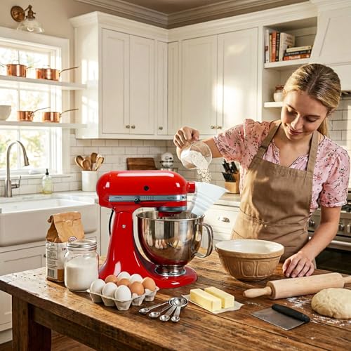 Flour Funnel for Kitchen Aid Mixer with Spatula & Brush Set - Silicone Collapsible Stand Mixer Attachment Compatible with KitchenAid 4.5-5 QT Tilt-Head (KSM150), Mess Free Dishwasher Safe (Blue) - color: BLUE