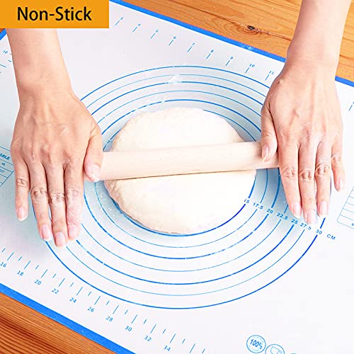 Silicone Baking Mat，Non Stick Rolling Dough with Measurements for Pie Pizza Cookies Fondant Making，Extra Thick Non Slip Silicone Pastry Mat (Blue, XXL-24"×32") - color: Blue, size: 32"L x 24"W