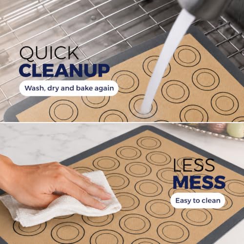 Macaron Baking Mat Silicone Non Stick, Half Sheet Reusable Pack of 4 Gray - color: Macaron Baking Mats Gray, size: 1/2 Size Pack of 4