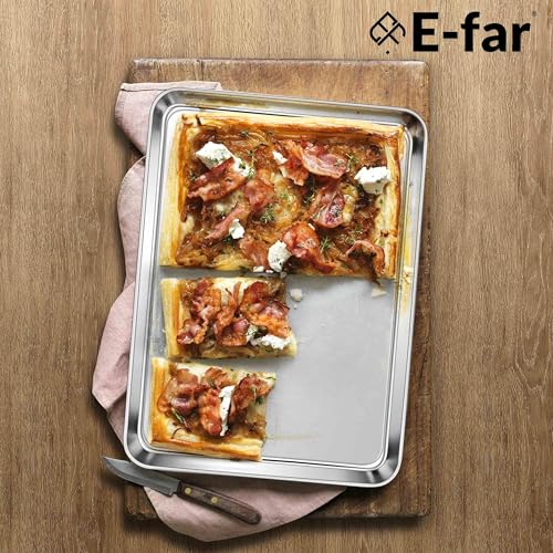 E-far Large Baking Sheet Set of 4, 20"x14" Stainless Steel Cookie Sheet - size: 19.7"x 13.8"