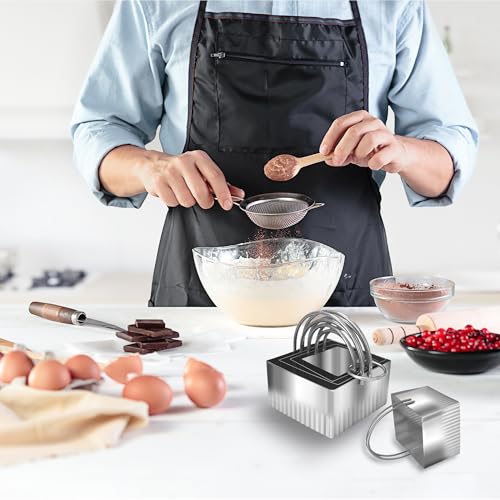5 Pcs Square Biscuit Cutter Set with Handle - size: Square