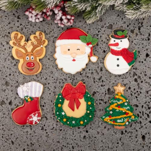 Christmas Tree 6PC Cookie Cutter and Embosser Set Detail 3" Baking Mold - color: Christmas Tree 6PC, size: 3"