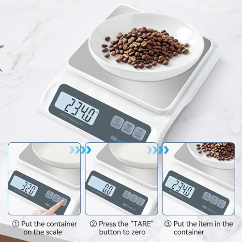 CYBERGIANT 13lb/0.1g Precision Digital Food Scale - Meal Prep Kitchen Baking & Espresso Coffee - Gram Scale with Stainless Steel Platform & LCD Display - color: White