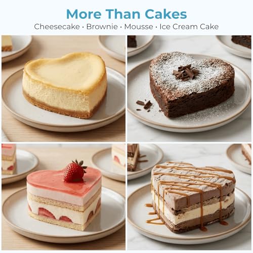 Youeon 3 Pcs Heart Shaped Cake Pans with Removable Bottom, 6/8/10 Inch Aluminum Cheesecake Baking Pans, Nonstick Heart Cake Mold Set for Valentine's Day, Wedding, Birthday, Anniversary, DIY Desserts