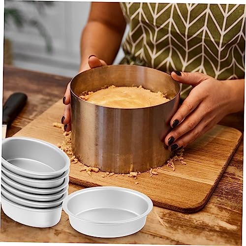 Hemoton 10-piece Oval Cake Mold Set Mini Oval Cheesecake Pans Baking Pan for Bread Flan Mold Egg Tart and Layered Desserts Aluminum Cake Pan 3.38X2.48X0.98 inch