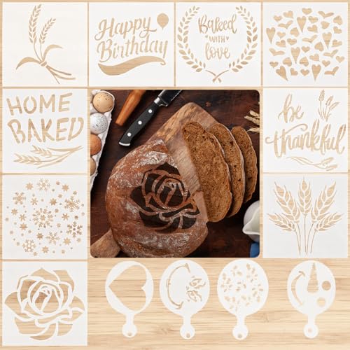 13 Pcs Bread Stencil Set, 5.5x5.5 Inch