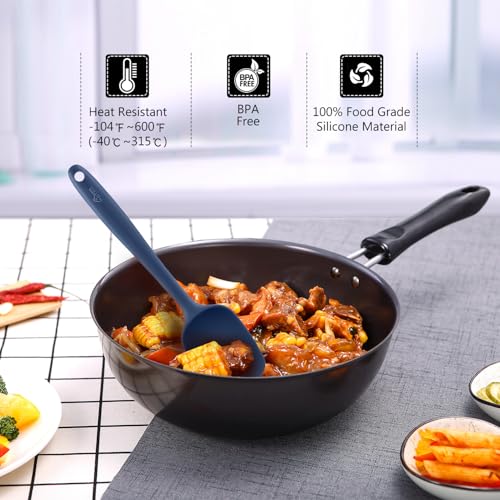 HOTEC 600℉ Heat Resistant Silicone Rubber Spatula Set, Neutral, Set of 5 - color: Neutral