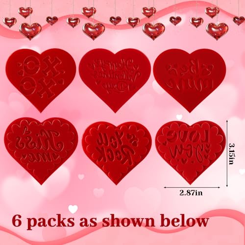 Zubebe 6 Pcs Valentine's Day Cookie Stamp Fondant Embosser Set Valentine's Day 3D Design Cookie Cutter Love You Stamp for Baking Cooking Biscuit Cake Wedding Party Decorating Tool (Fashion Style) - style: Fashion Style