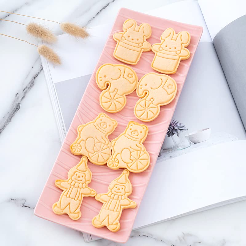 Cute Circus Cookie Cutters,Biscuit Clown Cookie Stamps Set (Circus) - color: Circus