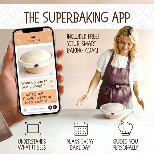 Superbaking Sourdough Banneton Bread Proofing Basket, 9" Round & 10" Oval