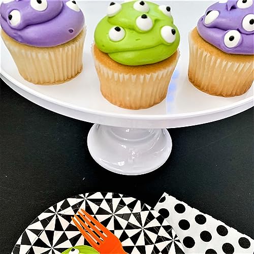 11-Inch White Melamine Cake Stand Pedestal Durable Plastic Dessert Display - color: White