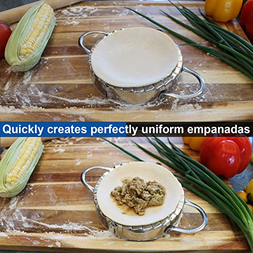 KAYCROWN Stainless Steel Empanada Press Ravioli Mold Pierogi Dumpling Maker Wrapper Pastry Dough Cutter Kitchen Accessories (XL: 6 inch)