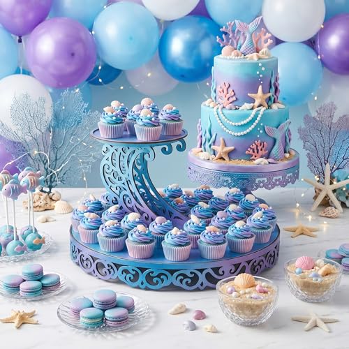 200PCS Gradient Cupcake Liners Blue Pink Ombre Paper Baking Cups Mermaid Themed Muffin Cupcake Wrappers for Bridal Shower Wedding Baby Shower Gender Reveal Birthday Party Cake Decor - style: 200 Counts