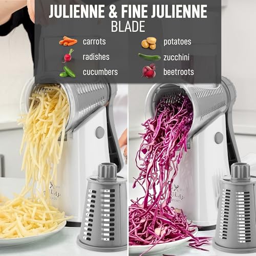 Rotary Cheese Grater Hand Crank, Vegetable Shredder - White & Gray - color: 04 - Gray and White