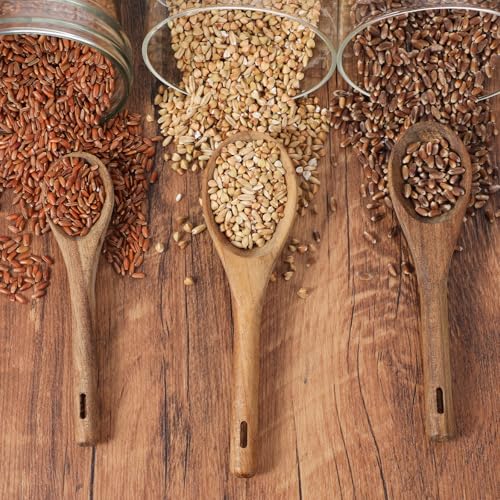 6Pcs Measuring Spoons and Scoops Set, Retro Measuring Scoops Includes 1/8 tsp, 1/4 tsp, 1/2 tsp, 1 tsp, 1/2 tbsp & 1 tbsp, Wooden Measuring Spoons for Dry Ingredients Coffee Powder