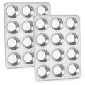 P&P CHEF 12-Cup Muffin Pan Tin, Stainless Steel Cupcake Pan, 2Pcs - size: 12 Cup