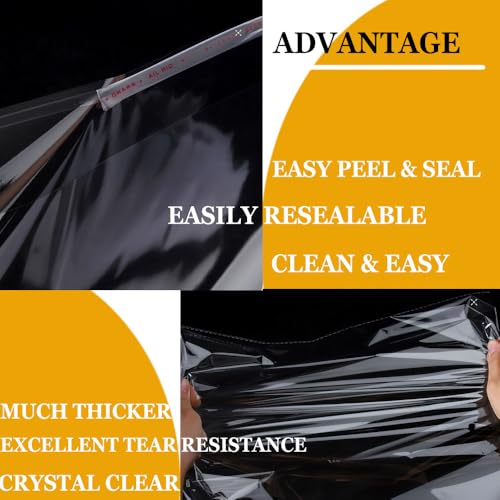100 Pcs Cellophane Bags 9x12 Inch,Self-Sealing,Clear Plastic Bags for Packaging,Clothing & T-Shirts,Pants,Foods,Candle,Flyers and Gifts - size: 9" x 12" | 100 pcs