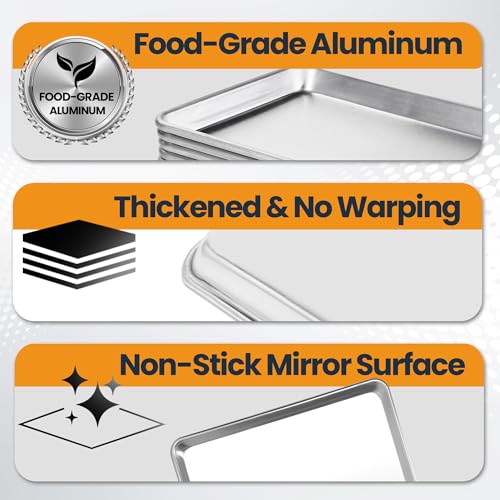 6 Pack Aluminum Baking Sheet Pan, 21 x 15 in - size: 6-pack Solid Large Size (21"×15")
