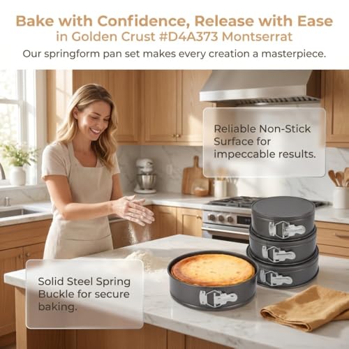 3Pcs Springform Cake Pan Set - Nonstick Round Carbon Steel Bakeware with Removable Bottom for Cheesecake Pizza Bread, Black(18+20+22cm) - size: 18+20+22cm