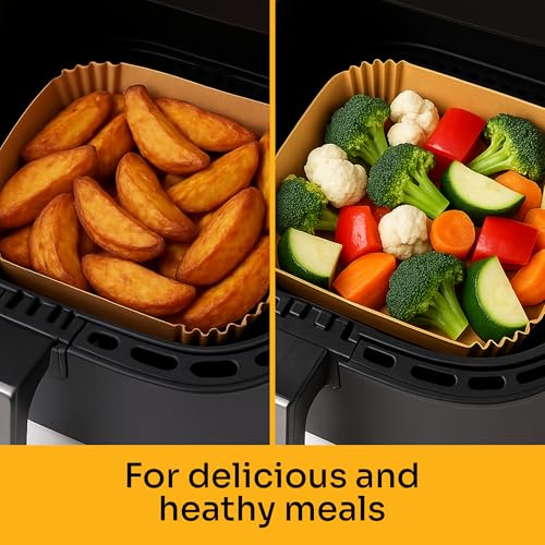 Mindful Design Air Fryer Paper Liners,125Pcs Parchment Paper, Air Fryer Disposable Liner for Microwave, Non-Stick Liners Rectangle Free of Bleach (8.5x5.5IN) - size: Rectangle 8.5"x5.5"