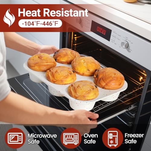CAKETIME Jumbo Muffin Pan, 3.5 Inch Large Muffin Pan 6 Cup Silicone Jumbo Muffin Tin for Baking Giant Homemade Muffins, Cupcakes, Frittatas Non Stick 1 Pack Confetti - size: 1pc: Jumbo 6-Cup