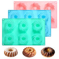 3 PCS Bundt Cake Pans for Baking, Non-stick Silicone Molds for Baking Jellies, Muffins, Donuts，Cookies, Cupcakes，6-Cavity Mini Cake Pans(Spiral Shape)