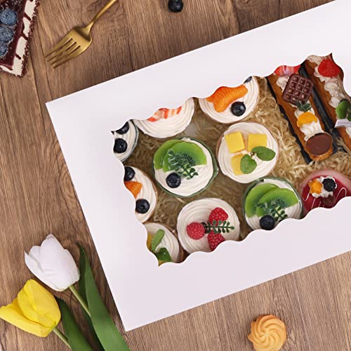 Moretoes 40pcs Cookie Boxes with Window, Auto-Popup Boxes,White,14x10x2.5 - size: 14x10x2.5inch