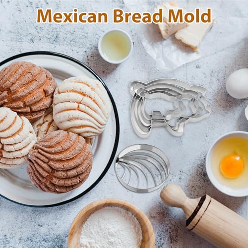 Concha Cutter, Concha Stamp & Pig Cookie Cutter Set – Ideal for Mexican Coffee, Hot Chocolate, Day of the Dead, Mexican Theme Parties, Festive & Family Gatherings - color: Concha Cutter+Pig