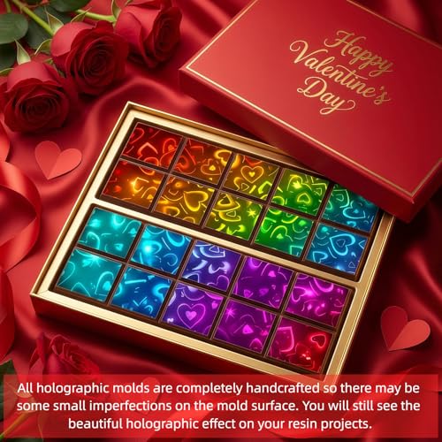 Christmas Heart = Candy Molds Holographic Chocolate Mold Silicone - color: Heart, style: Square